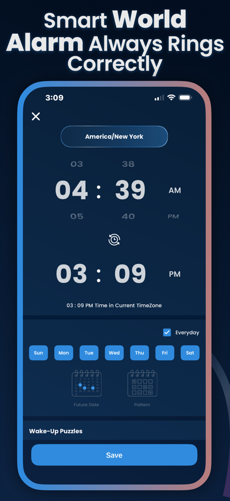 Alarm Clock Svegliare - Alarm Clock Svegliare interface for setting a timezone based alarm.