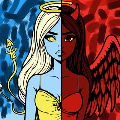 devil vs angel realistic girl