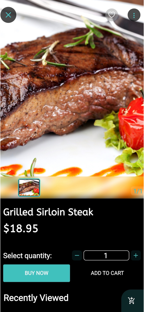 Fire And Spice Restaurant - Filete de sirloin a la parrilla en el menú de la aplicación móvil del Restaurante Fire and Spice