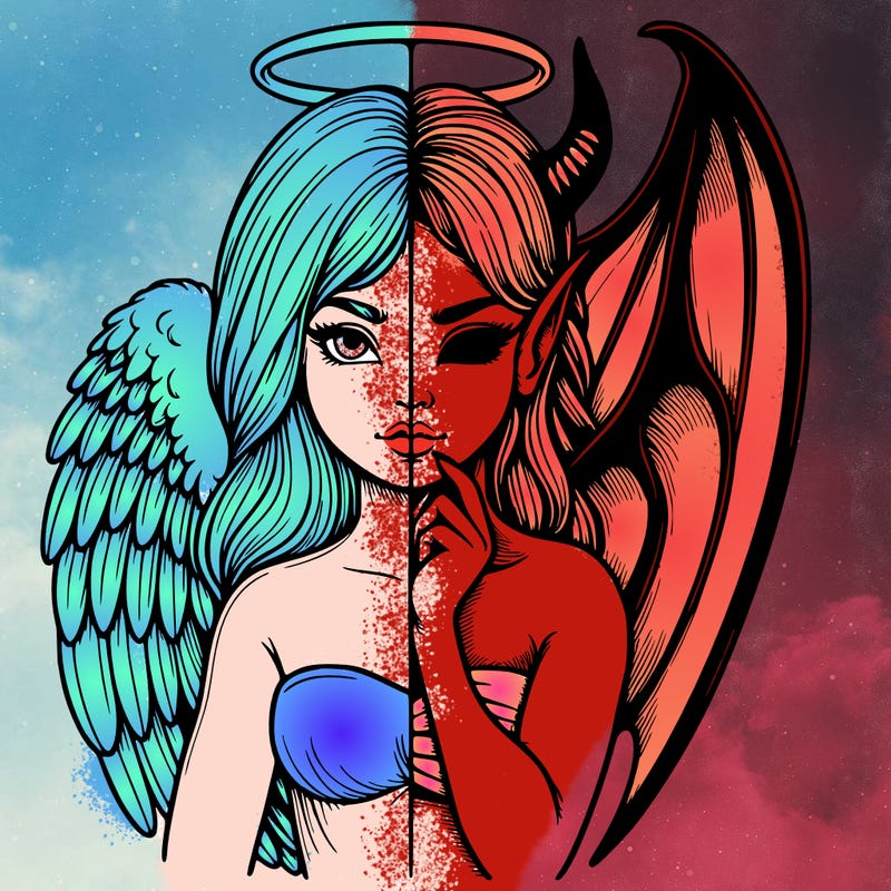 realistic angel half demon