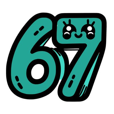 the numbers 67