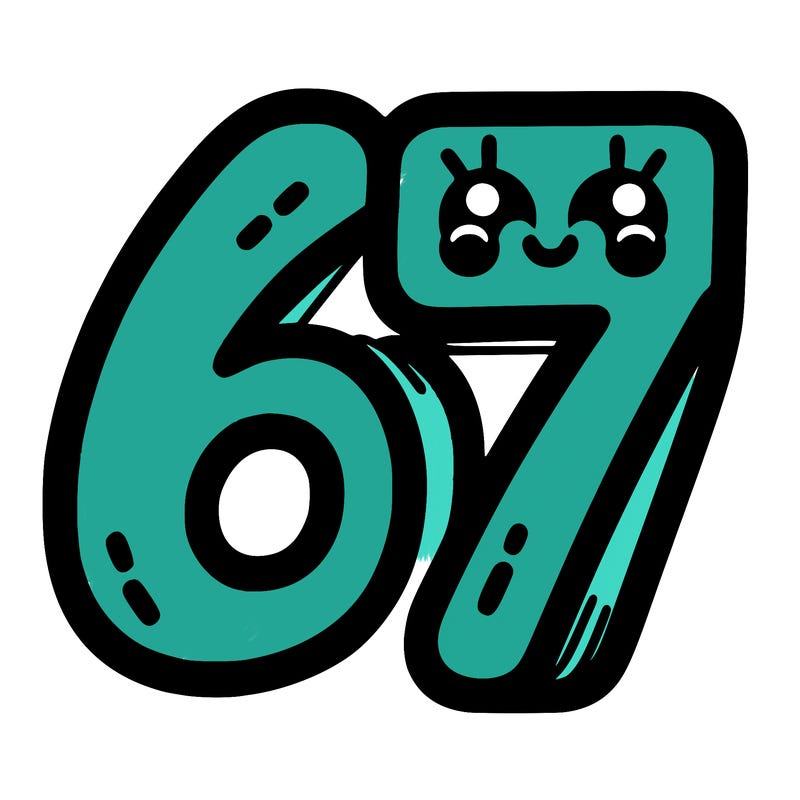 the numbers 67