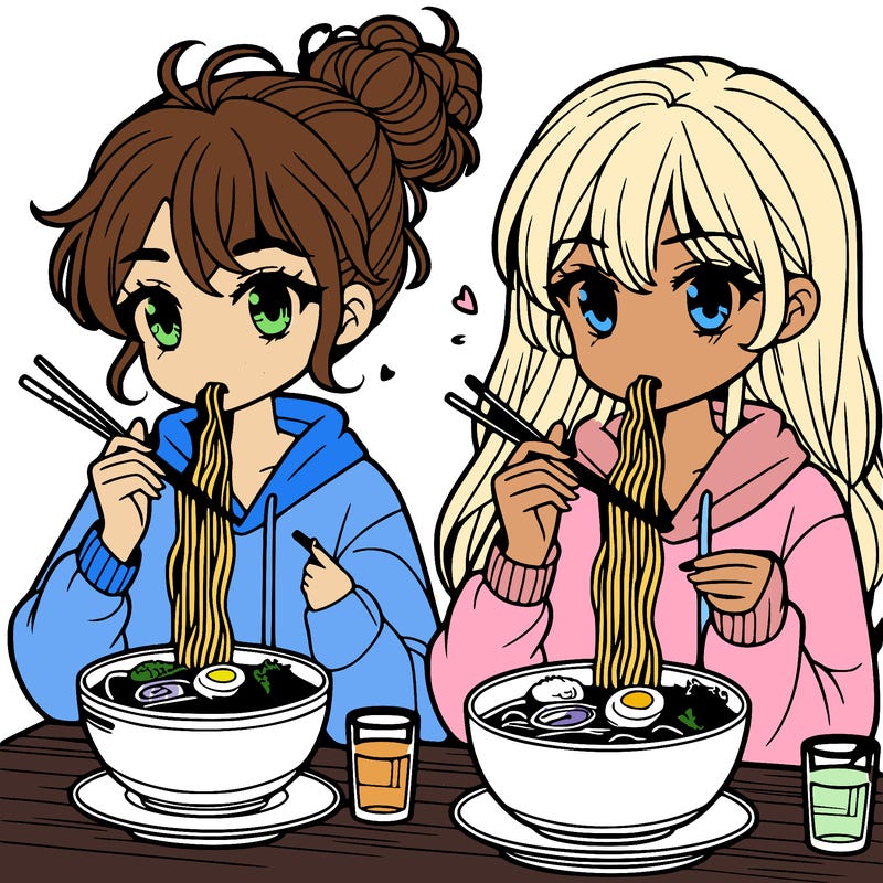 girls eating ramen