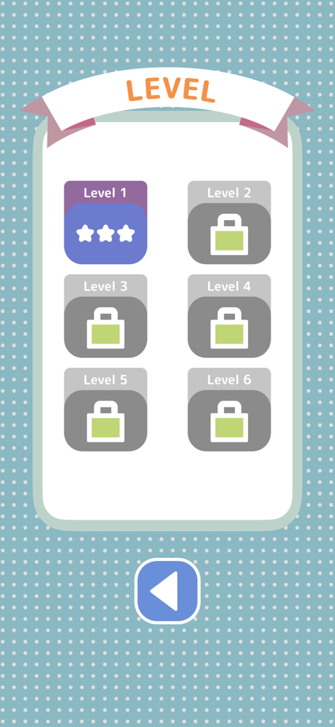 Auswahlmenü für Level im "Griechische Mythologie Quiz", das ein freigeschaltetes Level mit drei Sternen und fünf gesperrte Level zeigt