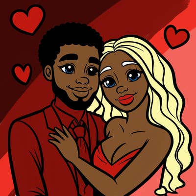 black man and white women in love realistic