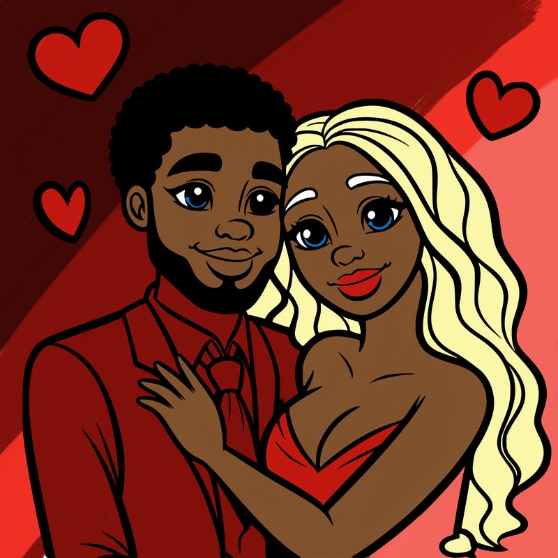 black man and white women in love realistic