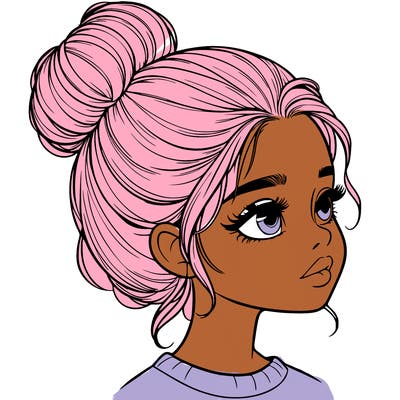 realistic girl with bun