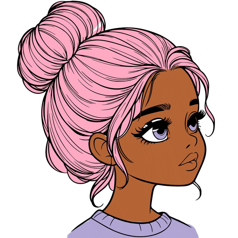 realistic girl with bun