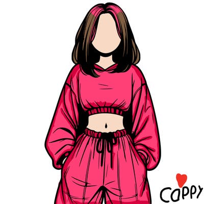 realistic girl faceless with baggy pants and a crop top