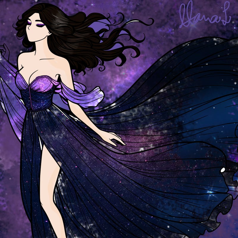 realistic woman in dress flowing the the wind