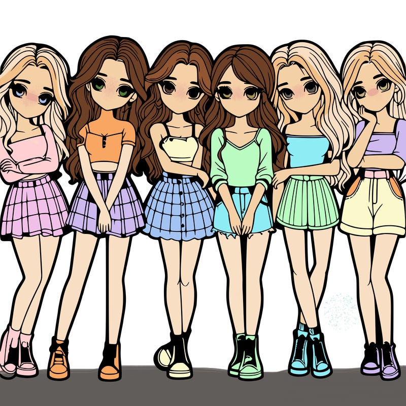 a group of girls realistic