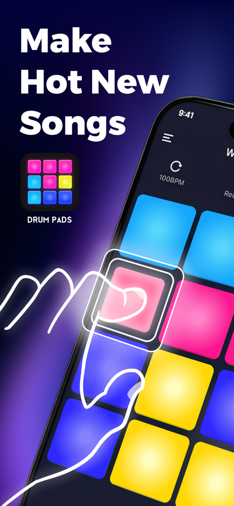Beat Maker - Music Drum Pad - Eine Person, die Finger Drumming Pads auf einem Smartphone benutzt, um Musik zu machen