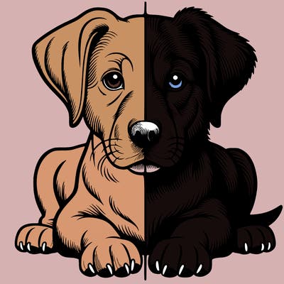 realistic dog split picture