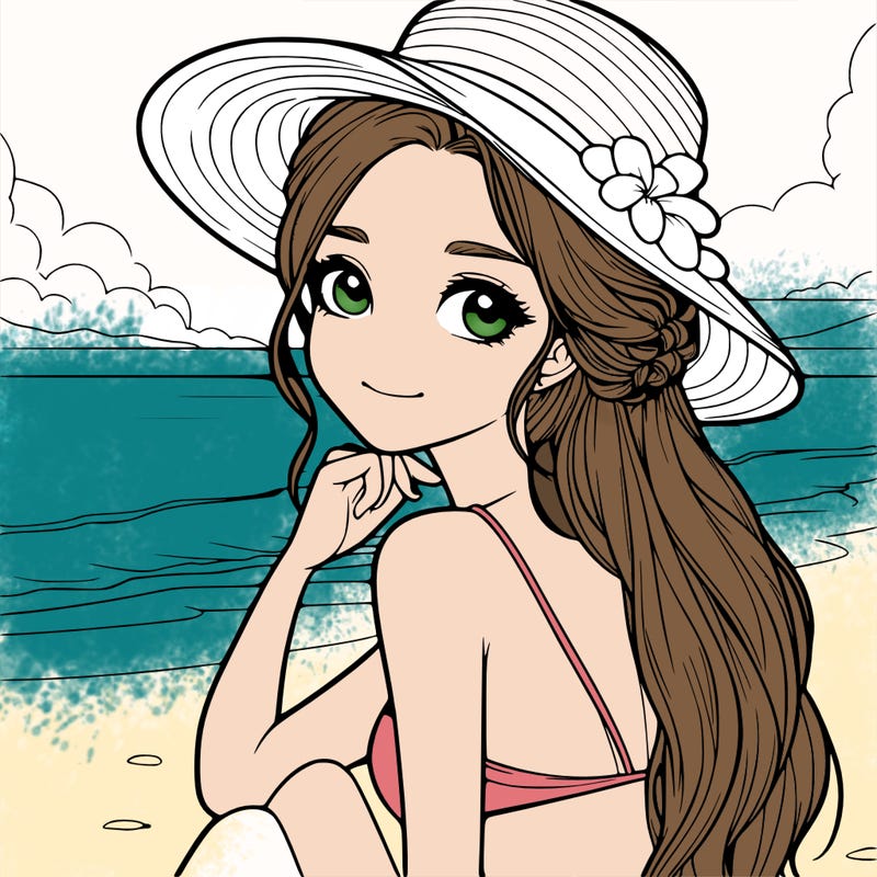 realistic girl at the beach