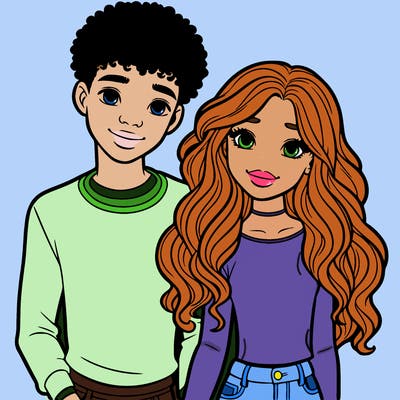 black girl and white boy teen couple
