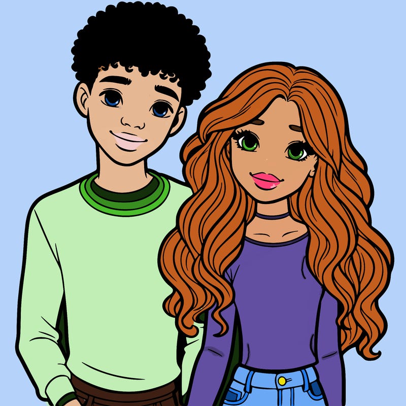 black girl and white boy teen couple