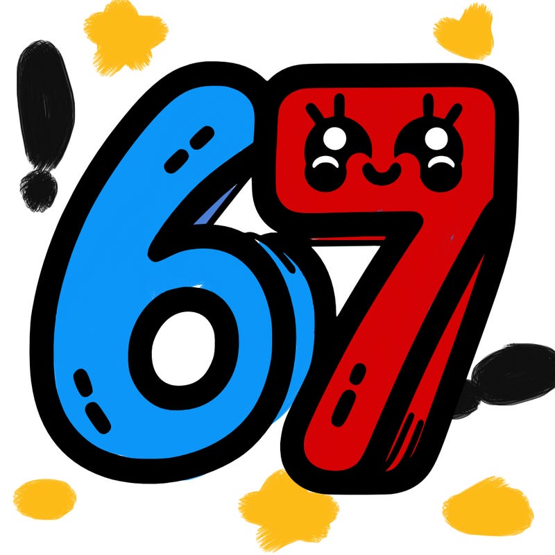 the numbers 67