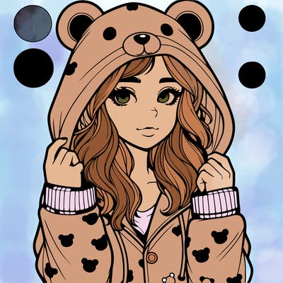 realistic girl in a animal pjs hoodie