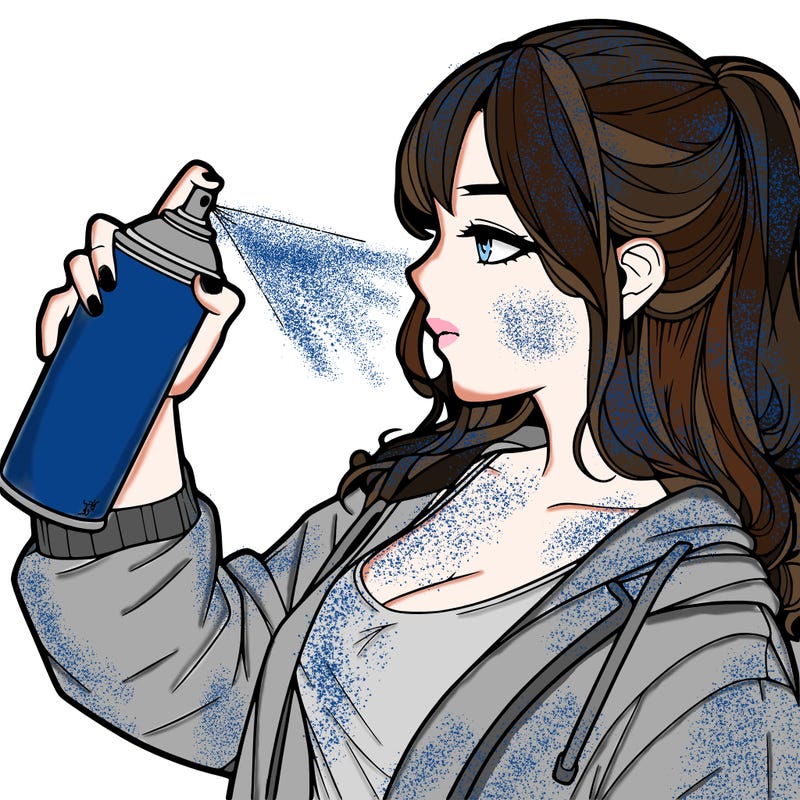 a realistic girl spray, painting