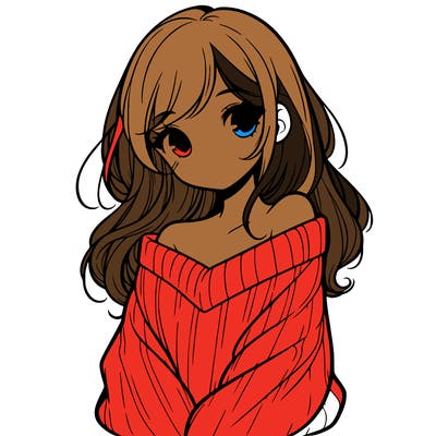 shy pretty girl wearing a sweater that is falling off one shoulder portrait
