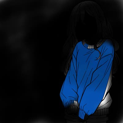 manga teen girl  in a sweater and baggy pants