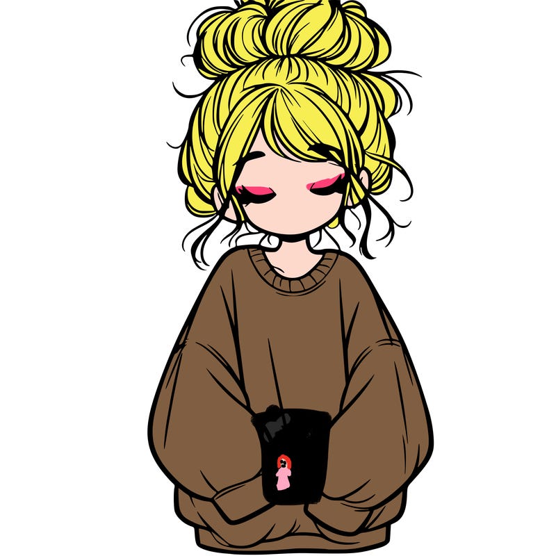 girl with baggy sweatshirt and messy bun