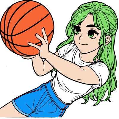 realistic girl playing basketball