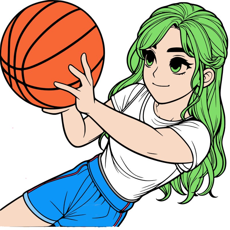 realistic girl playing basketball