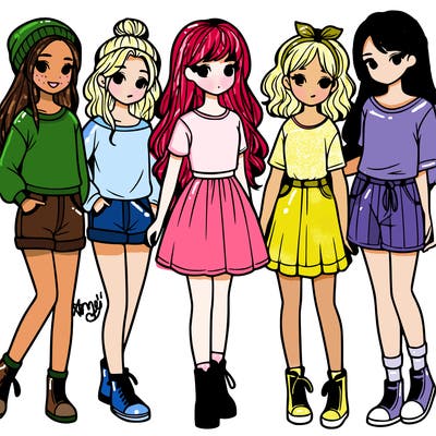 a group of five girls