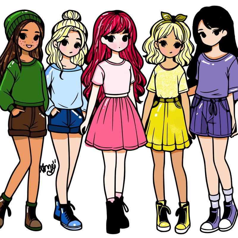 a group of five girls