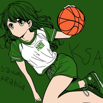 teen manga girl playing basketball