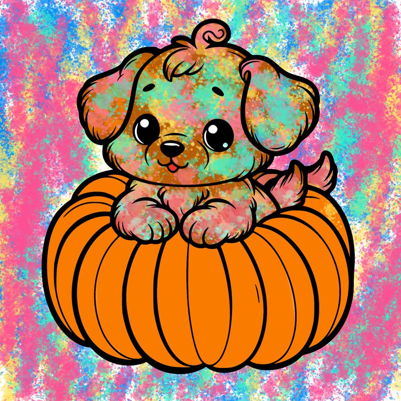 cute little puppy in a pumpkin