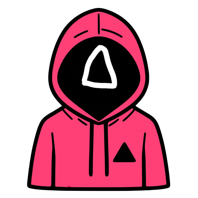 a person with non face waering a hoodie with a small triangle symbol