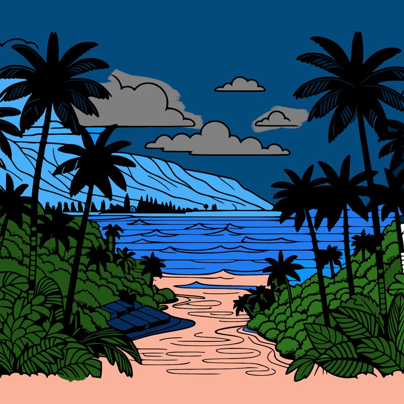 view of the ocean in hawaii lots of palm trees and beautiful view