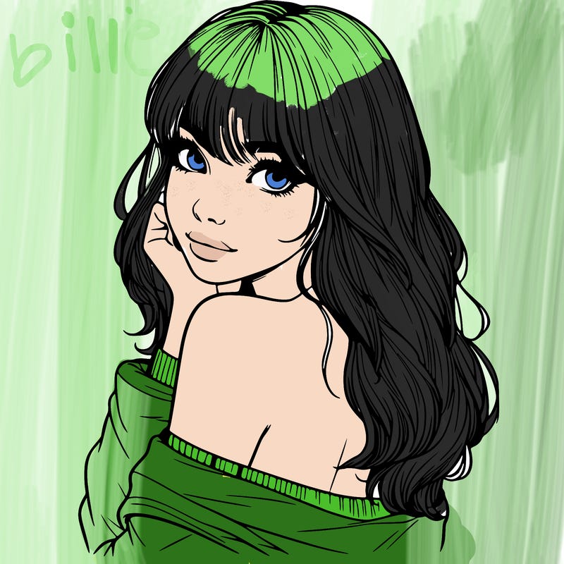 realistic girl with bangs looking over her shoulder