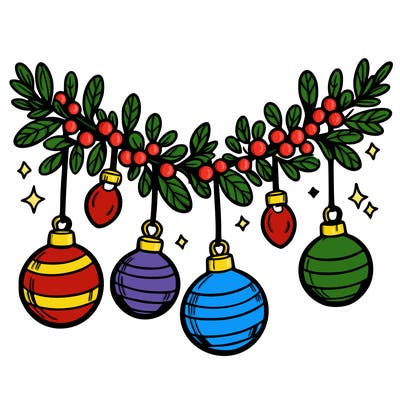 christmas garland with big bulbs