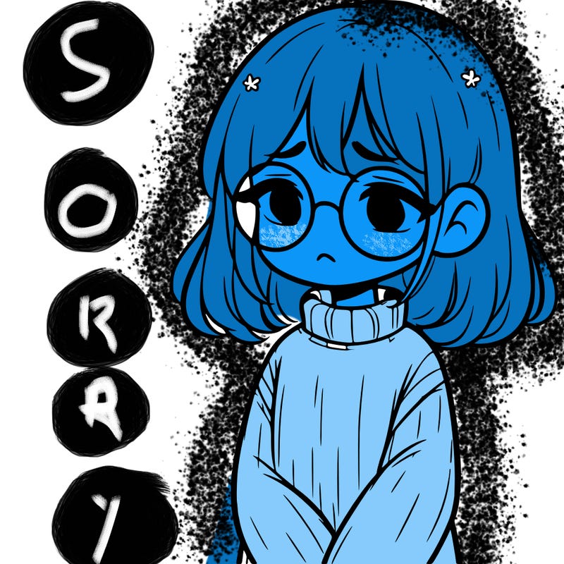 sad girl with glasses in a sweater