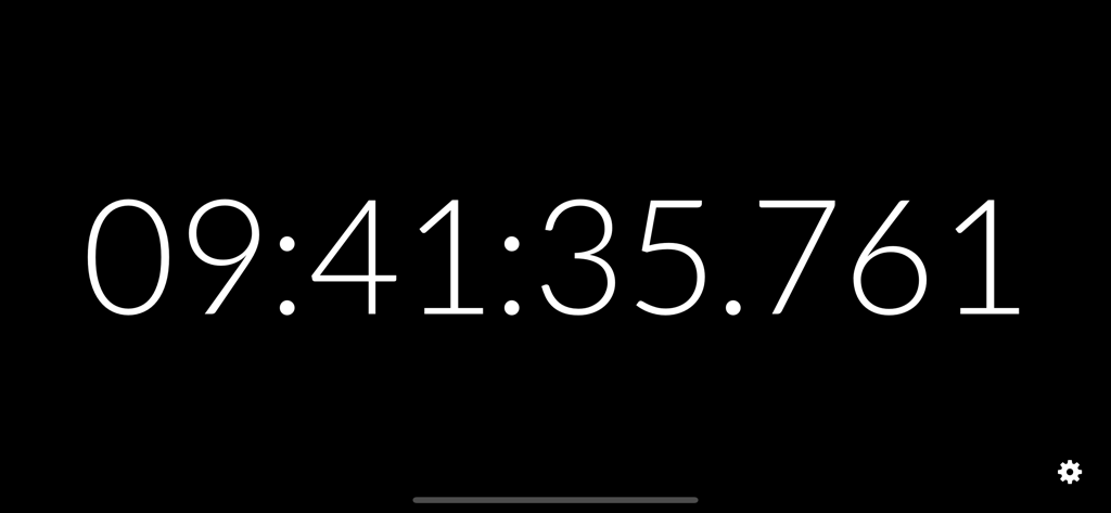 Clock – Simple & Customizable - Reloj digital minimalista de pantalla completa con milisegundos sobre un fondo negro