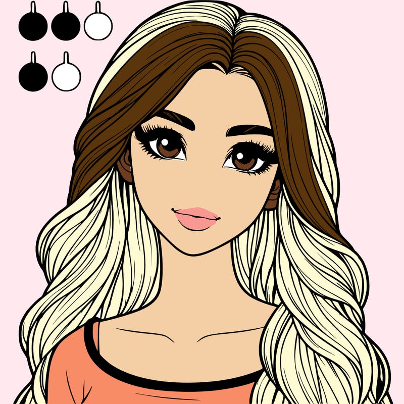 realistic girl with long hair and a pretty face