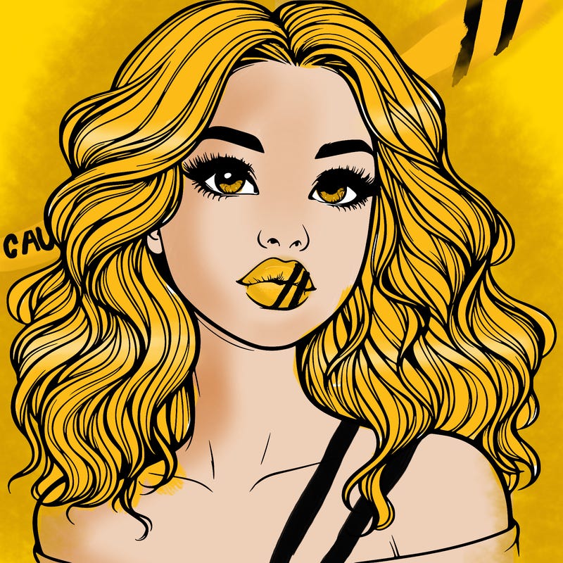 realistic girl with wavy hair and lips