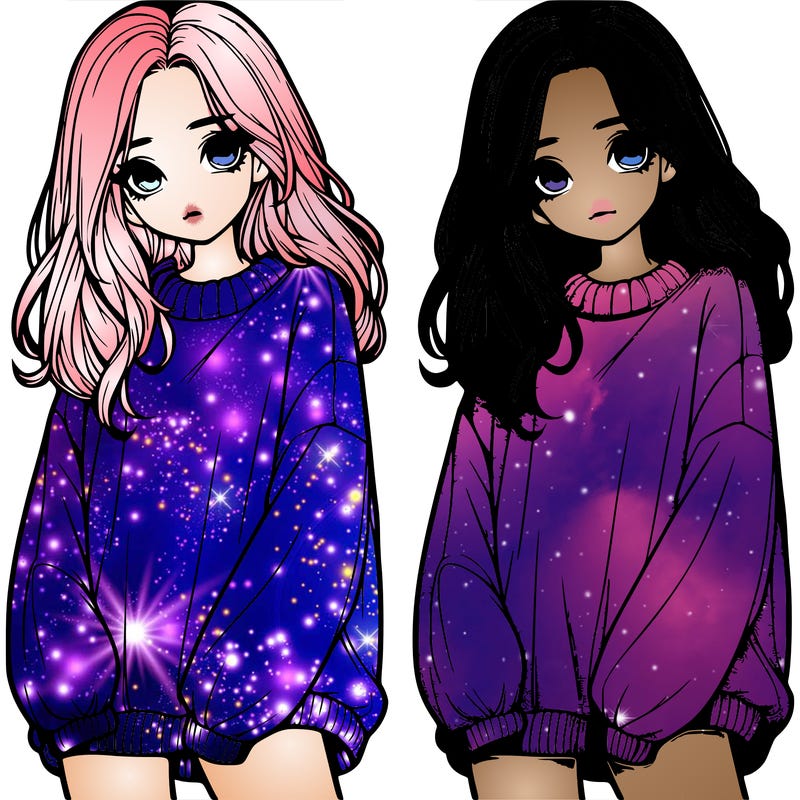 realistic girl with baggy sweater