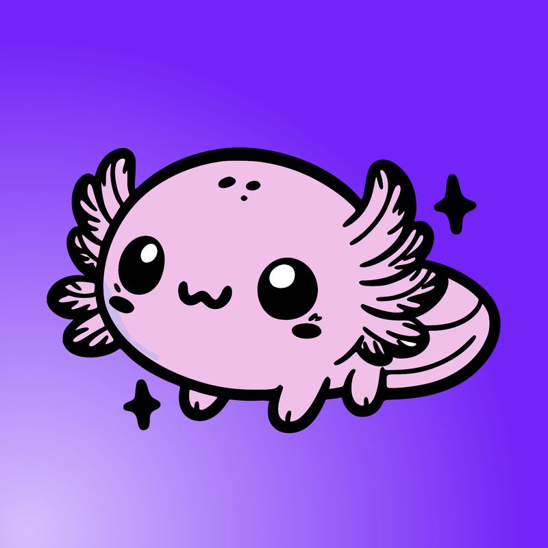 cute easy baby axolotl