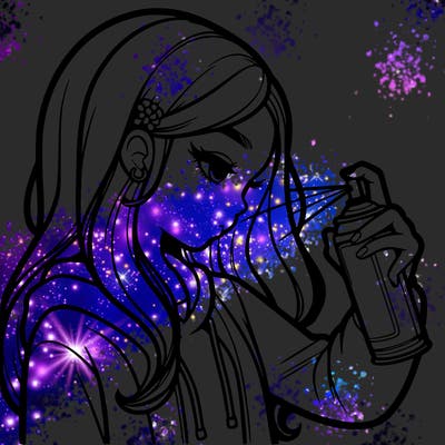 a realistic girl spray painting