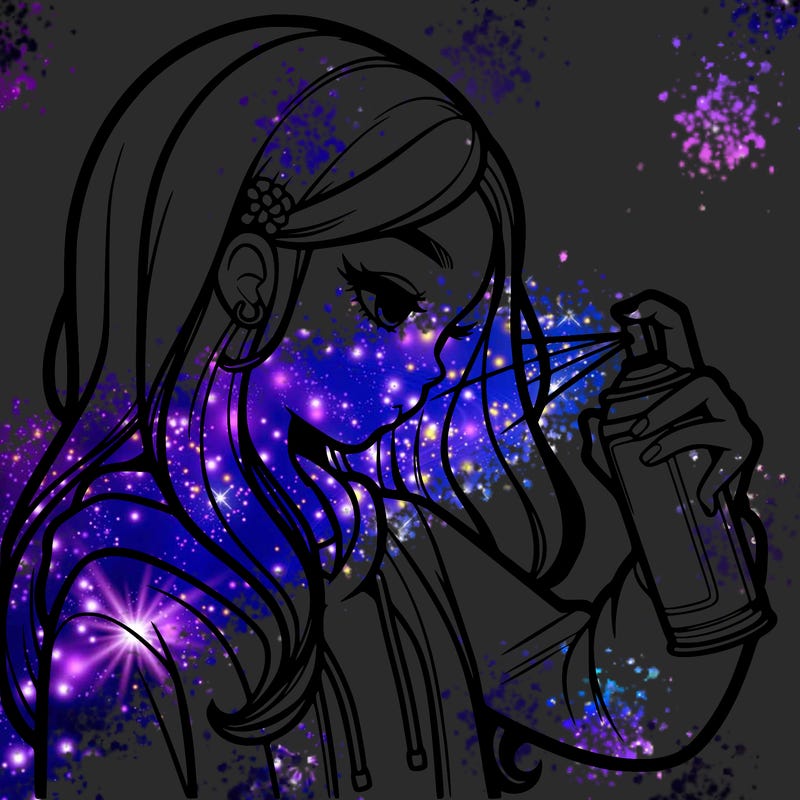 a realistic girl spray painting