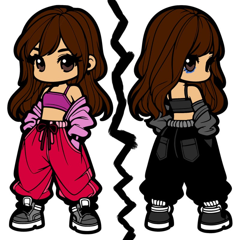 girl in crop top and baggy pants