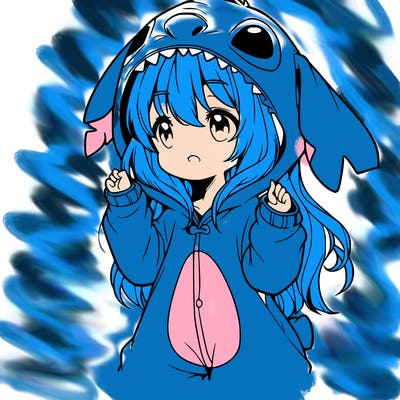 anime girl in a stitch onsie
