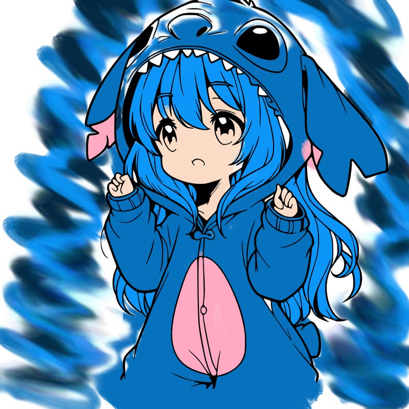 anime girl in a stitch onsie