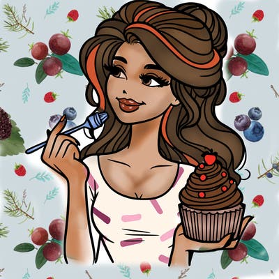 pretty woman with a cupcake