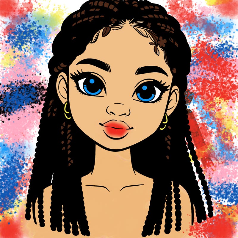 a realistic black girl with braids