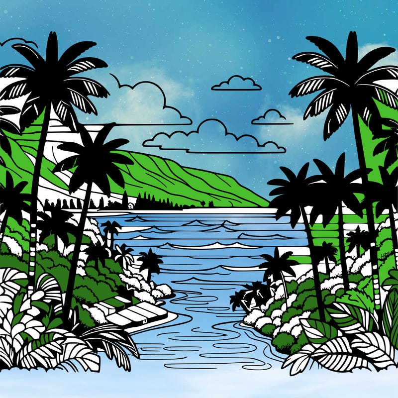 view of the ocean in hawaii lots of palm trees and beautiful view